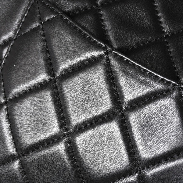 CHANEL CHANEL 2.55 Roll Clutch Bag No. 14 Coco Mark Lambskin Black Ruthenium Hardware Good Condition Used 4a005113