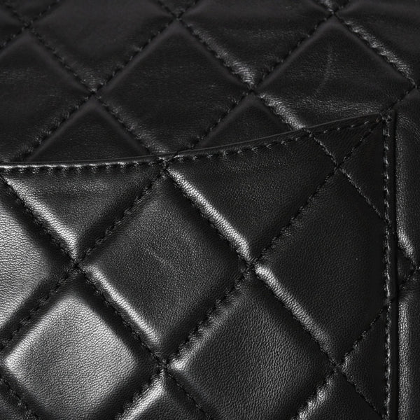 CHANEL CHANEL 2.55 Roll Clutch Bag No. 14 Coco Mark Lambskin Black Ruthenium Hardware Good Condition Used 4a005113