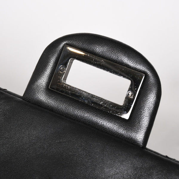 CHANEL CHANEL 2.55 Roll Clutch Bag No. 14 Coco Mark Lambskin Black Ruthenium Hardware Good Condition Used 4a005113
