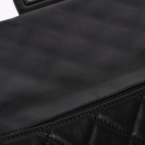 CHANEL CHANEL 2.55 Roll Clutch Bag No. 14 Coco Mark Lambskin Black Ruthenium Hardware Good Condition Used 4a005113