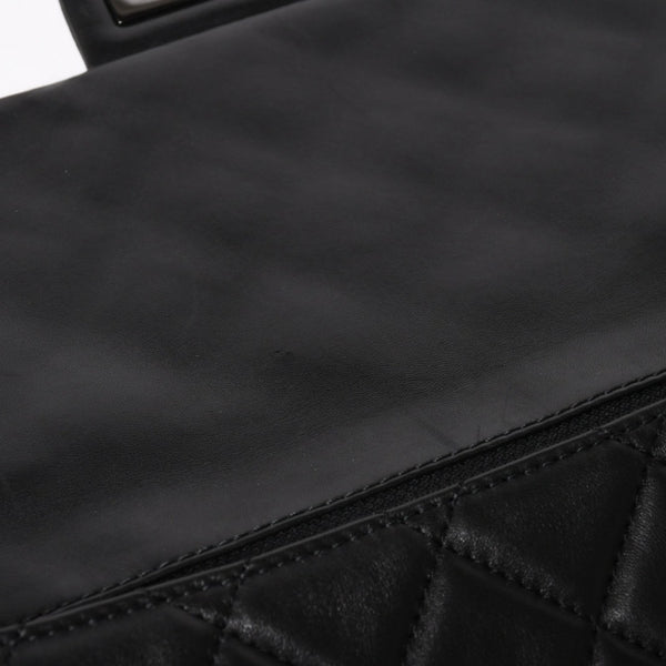 CHANEL CHANEL 2.55 Roll Clutch Bag No. 14 Coco Mark Lambskin Black Ruthenium Hardware Good Condition Used 4a005113