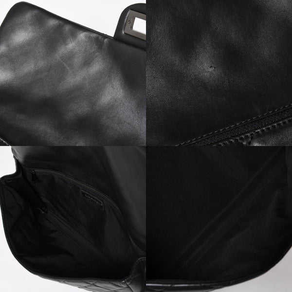 CHANEL CHANEL 2.55 Roll Clutch Bag No. 14 Coco Mark Lambskin Black Ruthenium Hardware Good Condition Used 4a005113