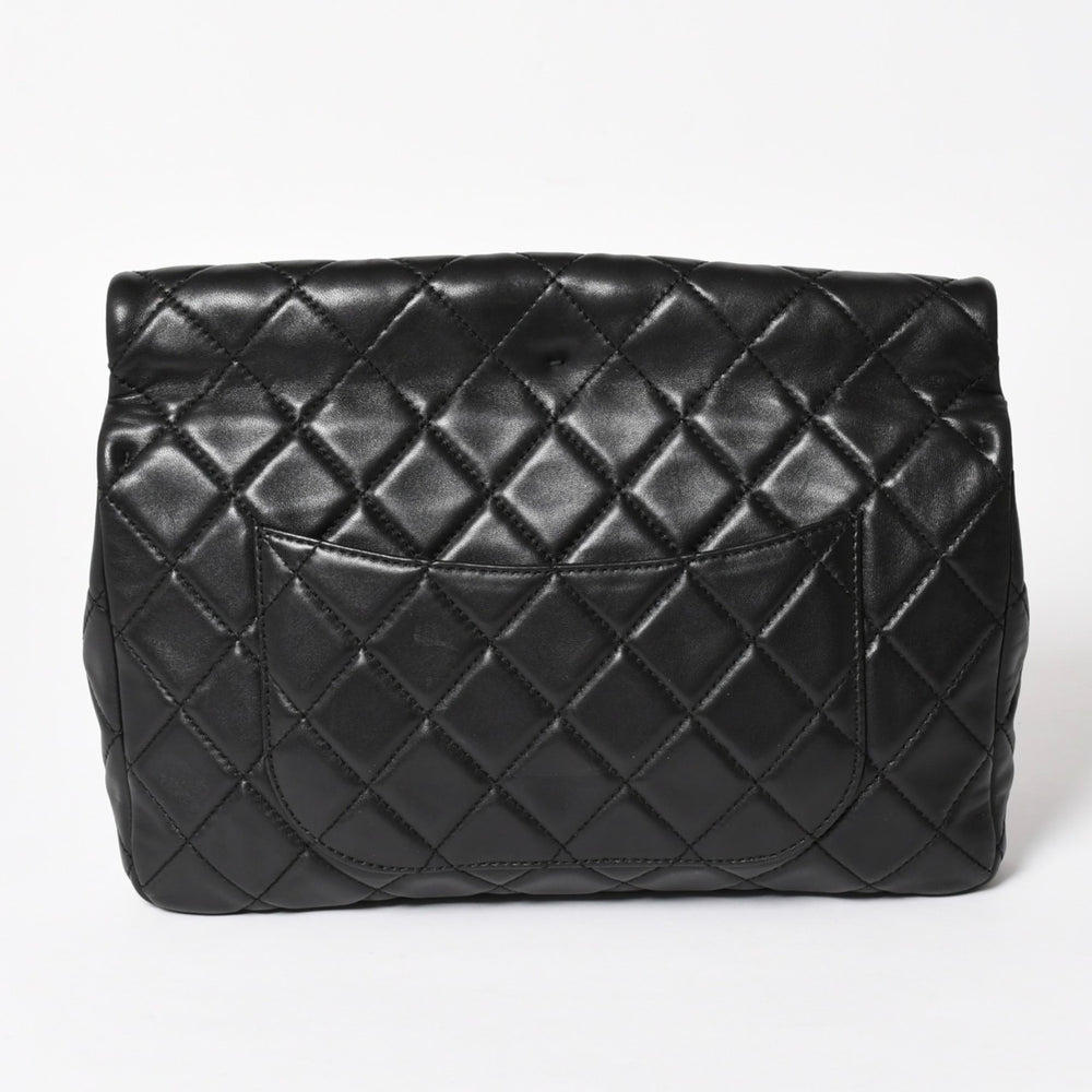 CHANEL シャネル 2.55 ロール クラッチバッグ 14番台 ココマーク ラムスキン ブラック ルテニウム金具 美品 中古 4a005113