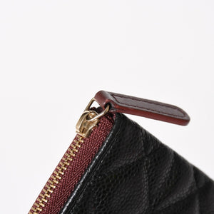 Very Good Condition CHANEL Classic Large Pouch A82552 25th Series Coco Mark Caviar Skin Black Used 4a005114