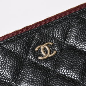 Very Good Condition CHANEL Classic Large Pouch A82552 25th Series Coco Mark Caviar Skin Black Used 4a005114