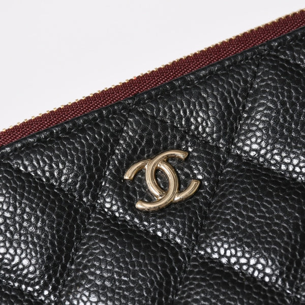 Very Good Condition CHANEL Classic Large Pouch A82552 25th Series Coco Mark Caviar Skin Black Used 4a005114