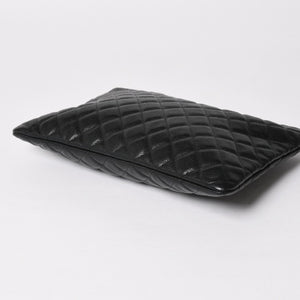 Very Good Condition CHANEL Classic Large Pouch A82552 25th Series Coco Mark Caviar Skin Black Used 4a005114