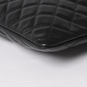 Very Good Condition CHANEL Classic Large Pouch A82552 25th Series Coco Mark Caviar Skin Black Used 4a005114