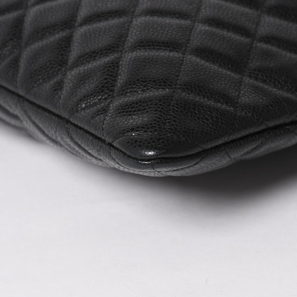 Very Good Condition CHANEL Classic Large Pouch A82552 25th Series Coco Mark Caviar Skin Black Used 4a005114
