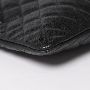 Very Good Condition CHANEL Classic Large Pouch A82552 25th Series Coco Mark Caviar Skin Black Used 4a005114
