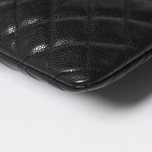 Very Good Condition CHANEL Classic Large Pouch A82552 25th Series Coco Mark Caviar Skin Black Used 4a005114