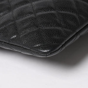 Very Good Condition CHANEL Classic Large Pouch A82552 25th Series Coco Mark Caviar Skin Black Used 4a005114