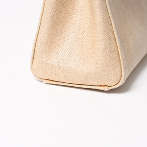 CHANEL Kelly Flap Handbag No. 6 Coco Mark Canvas Wood Handle Brown Beige Good Condition Used 4a004875