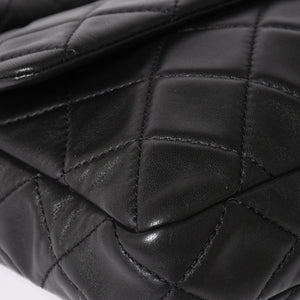 CHANEL CHANEL 2.55 Roll Clutch Bag No. 14 Coco Mark Lambskin Black Ruthenium Hardware Good Condition Used 4a005113