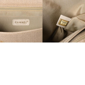 CHANEL Kelly Flap Handbag No. 6 Coco Mark Canvas Wood Handle Brown Beige Good Condition Used 4a004875