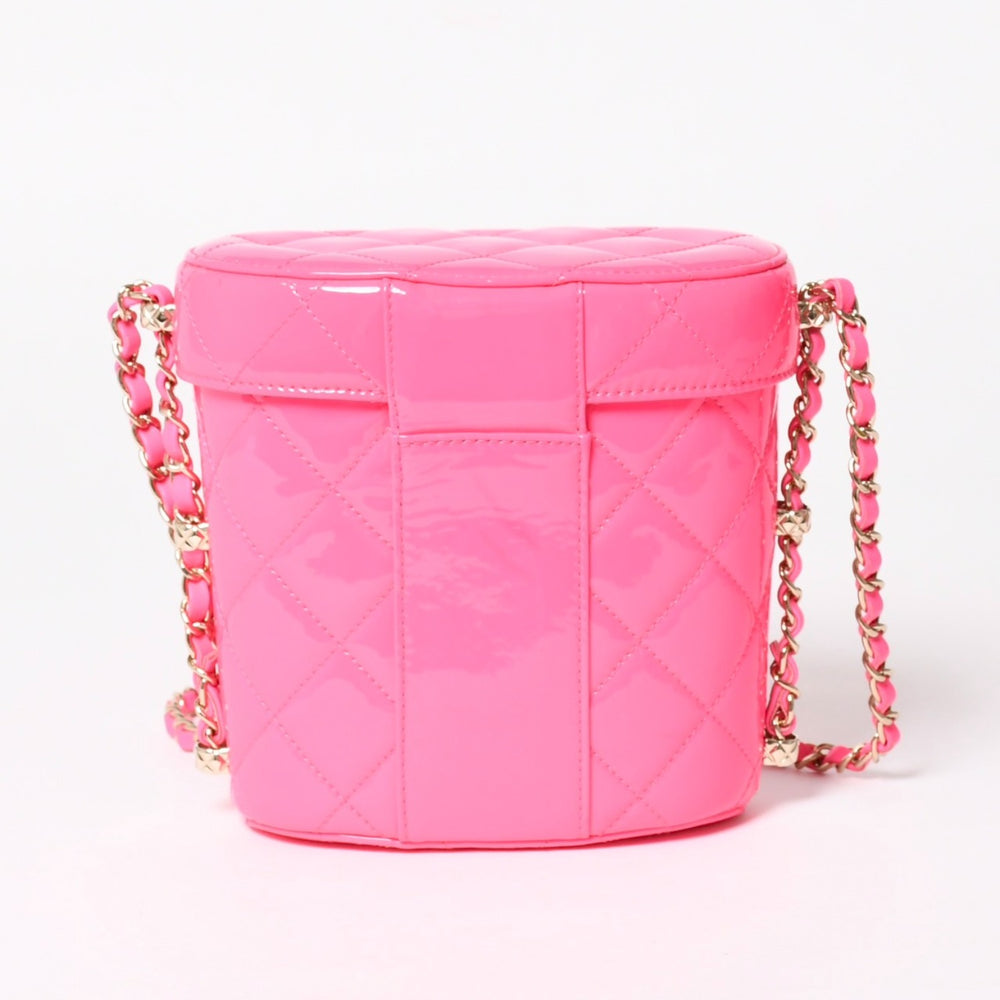 極美品 CHANEL シャネル バニティ チェーンショルダーバッグ ランダム番台 ココマーク パテントレザー ピンク ゴールド金具 中古 4a005084
