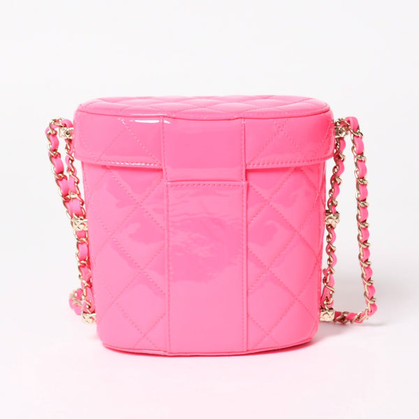 Very Good Condition CHANEL Vanity Chain Shoulder Bag Random Number Coco Mark Patent Leather Pink Gold Hardware Used 4a005084