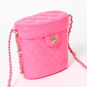 Very Good Condition CHANEL Vanity Chain Shoulder Bag Random Number Coco Mark Patent Leather Pink Gold Hardware Used 4a005084