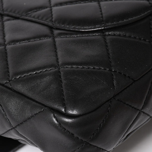 CHANEL CHANEL 2.55 Roll Clutch Bag No. 14 Coco Mark Lambskin Black Ruthenium Hardware Good Condition Used 4a005113