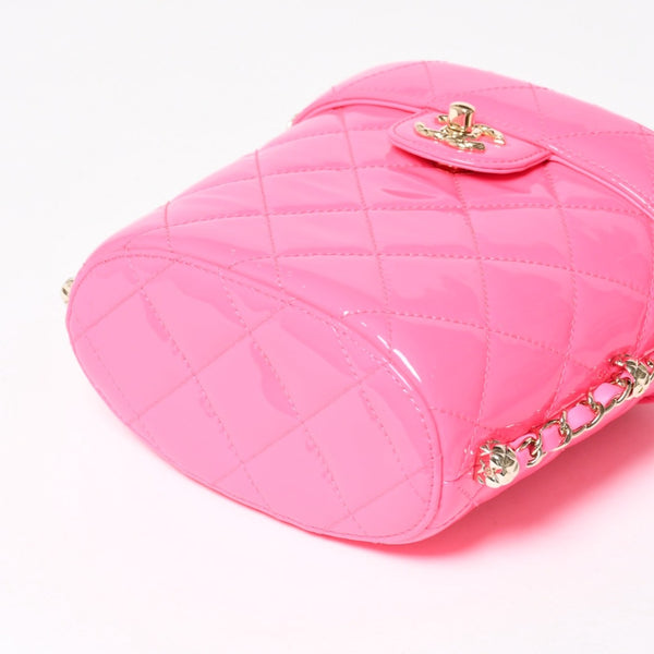 Very Good Condition CHANEL Vanity Chain Shoulder Bag Random Number Coco Mark Patent Leather Pink Gold Hardware Used 4a005084