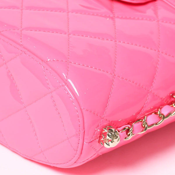 Very Good Condition CHANEL Vanity Chain Shoulder Bag Random Number Coco Mark Patent Leather Pink Gold Hardware Used 4a005084