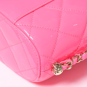 Very Good Condition CHANEL Vanity Chain Shoulder Bag Random Number Coco Mark Patent Leather Pink Gold Hardware Used 4a005084