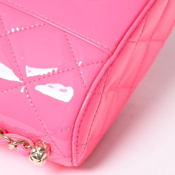 Very Good Condition CHANEL Vanity Chain Shoulder Bag Random Number Coco Mark Patent Leather Pink Gold Hardware Used 4a005084