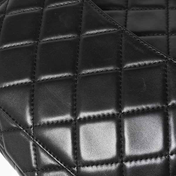 CHANEL CHANEL 2.55 Roll Clutch Bag No. 14 Coco Mark Lambskin Black Ruthenium Hardware Good Condition Used 4a005113