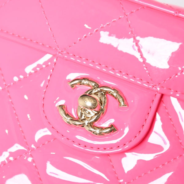 Very Good Condition CHANEL Vanity Chain Shoulder Bag Random Number Coco Mark Patent Leather Pink Gold Hardware Used 4a005084