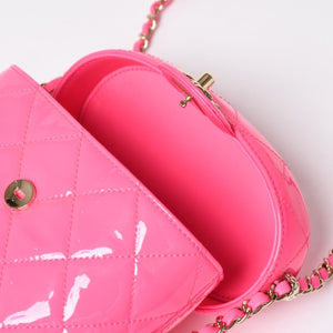 Very Good Condition CHANEL Vanity Chain Shoulder Bag Random Number Coco Mark Patent Leather Pink Gold Hardware Used 4a005084