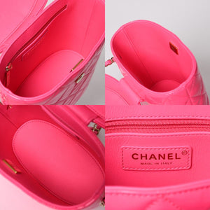 Very Good Condition CHANEL Vanity Chain Shoulder Bag Random Number Coco Mark Patent Leather Pink Gold Hardware Used 4a005084