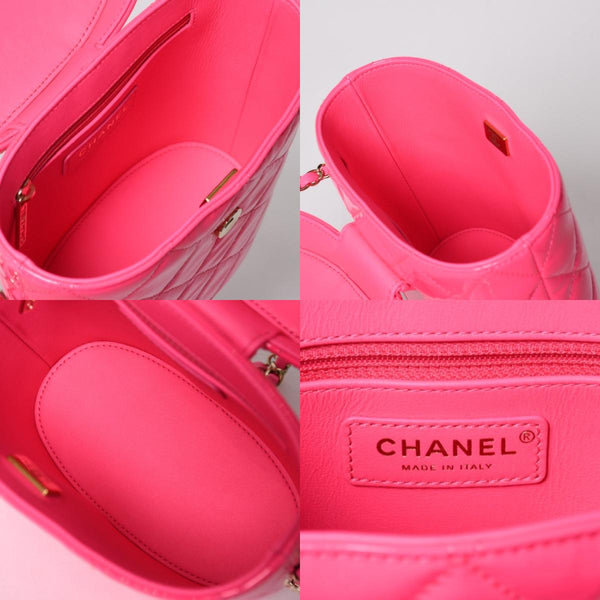Very Good Condition CHANEL Vanity Chain Shoulder Bag Random Number Coco Mark Patent Leather Pink Gold Hardware Used 4a005084