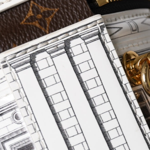 新品同様品 LOUIS VUITTON ルイヴィトン 2WAY ショルダーバッグ M59143 フォルナセッティ モノグラム カンヌ パテントレザー ホワイト グレー 中古 4a005115