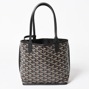 極美品 GOYARD ゴヤール アンジュ ミニ トートバッグ ハンドバッグ ポーチ PVC レザー ブラック ブラウン 中古 4a005117