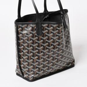 極美品 GOYARD ゴヤール アンジュ ミニ トートバッグ ハンドバッグ ポーチ PVC レザー ブラック ブラウン 中古 4a005117