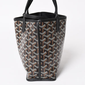 極美品 GOYARD ゴヤール アンジュ ミニ トートバッグ ハンドバッグ ポーチ PVC レザー ブラック ブラウン 中古 4a005117
