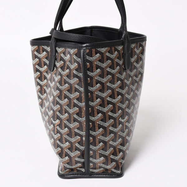 極美品 GOYARD ゴヤール アンジュ ミニ トートバッグ ハンドバッグ ポーチ PVC レザー ブラック ブラウン 中古 4a005117