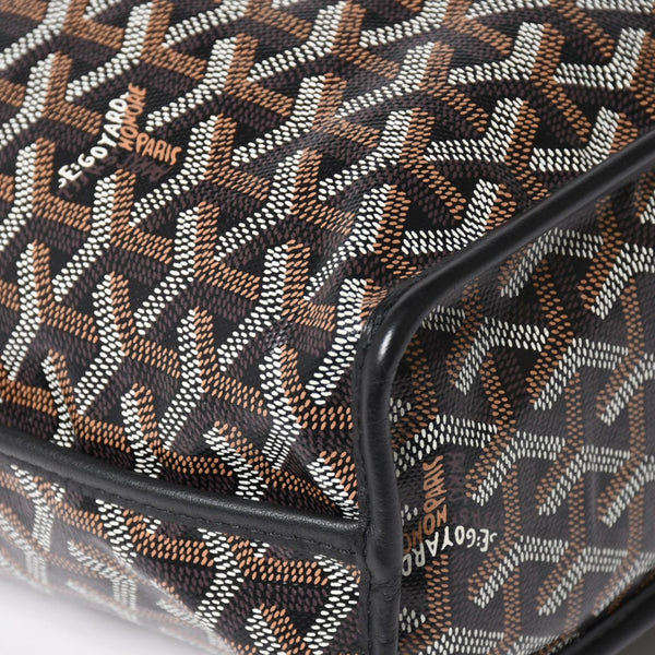 極美品 GOYARD ゴヤール アンジュ ミニ トートバッグ ハンドバッグ ポーチ PVC レザー ブラック ブラウン 中古 4a005117