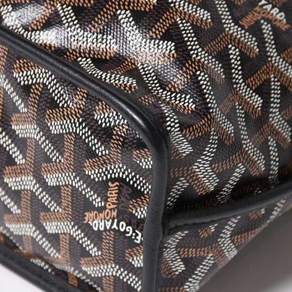 極美品 GOYARD ゴヤール アンジュ ミニ トートバッグ ハンドバッグ ポーチ PVC レザー ブラック ブラウン 中古 4a005117