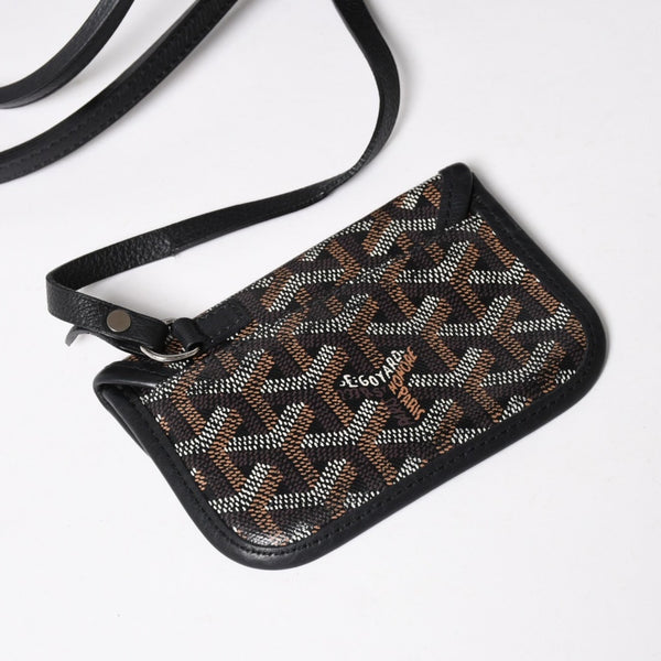 極美品 GOYARD ゴヤール アンジュ ミニ トートバッグ ハンドバッグ ポーチ PVC レザー ブラック ブラウン 中古 4a005117