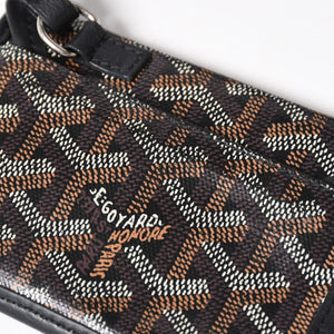 極美品 GOYARD ゴヤール アンジュ ミニ トートバッグ ハンドバッグ ポーチ PVC レザー ブラック ブラウン 中古 4a005117