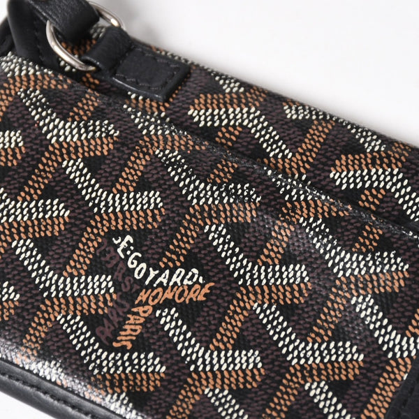 極美品 GOYARD ゴヤール アンジュ ミニ トートバッグ ハンドバッグ ポーチ PVC レザー ブラック ブラウン 中古 4a005117