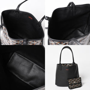 極美品 GOYARD ゴヤール アンジュ ミニ トートバッグ ハンドバッグ ポーチ PVC レザー ブラック ブラウン 中古 4a005117