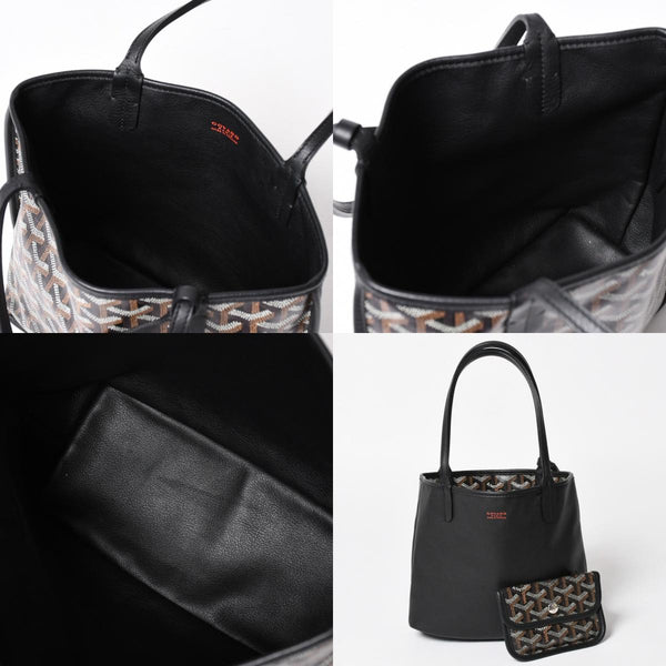 極美品 GOYARD ゴヤール アンジュ ミニ トートバッグ ハンドバッグ ポーチ PVC レザー ブラック ブラウン 中古 4a005117