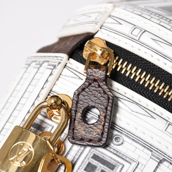 新品同様品 LOUIS VUITTON ルイヴィトン 2WAY ショルダーバッグ M59143 フォルナセッティ モノグラム カンヌ パテントレザー ホワイト グレー 中古 4a005115