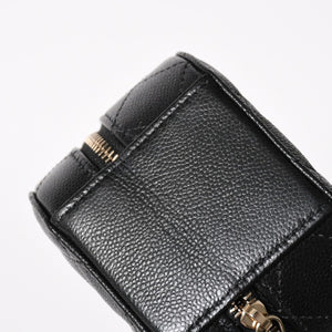 新品同様 CHANEL シャネル スモール ラウンドバニティバッグ ハンドバッグ ランダム番台 ココマーク キャビアスキン ブラック 中古 4a005118