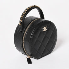 画像をギャラリービューアに読み込む, 新品同様 CHANEL シャネル スモール ラウンドバニティバッグ ハンドバッグ ランダム番台 ココマーク キャビアスキン ブラック 中古 4a005118