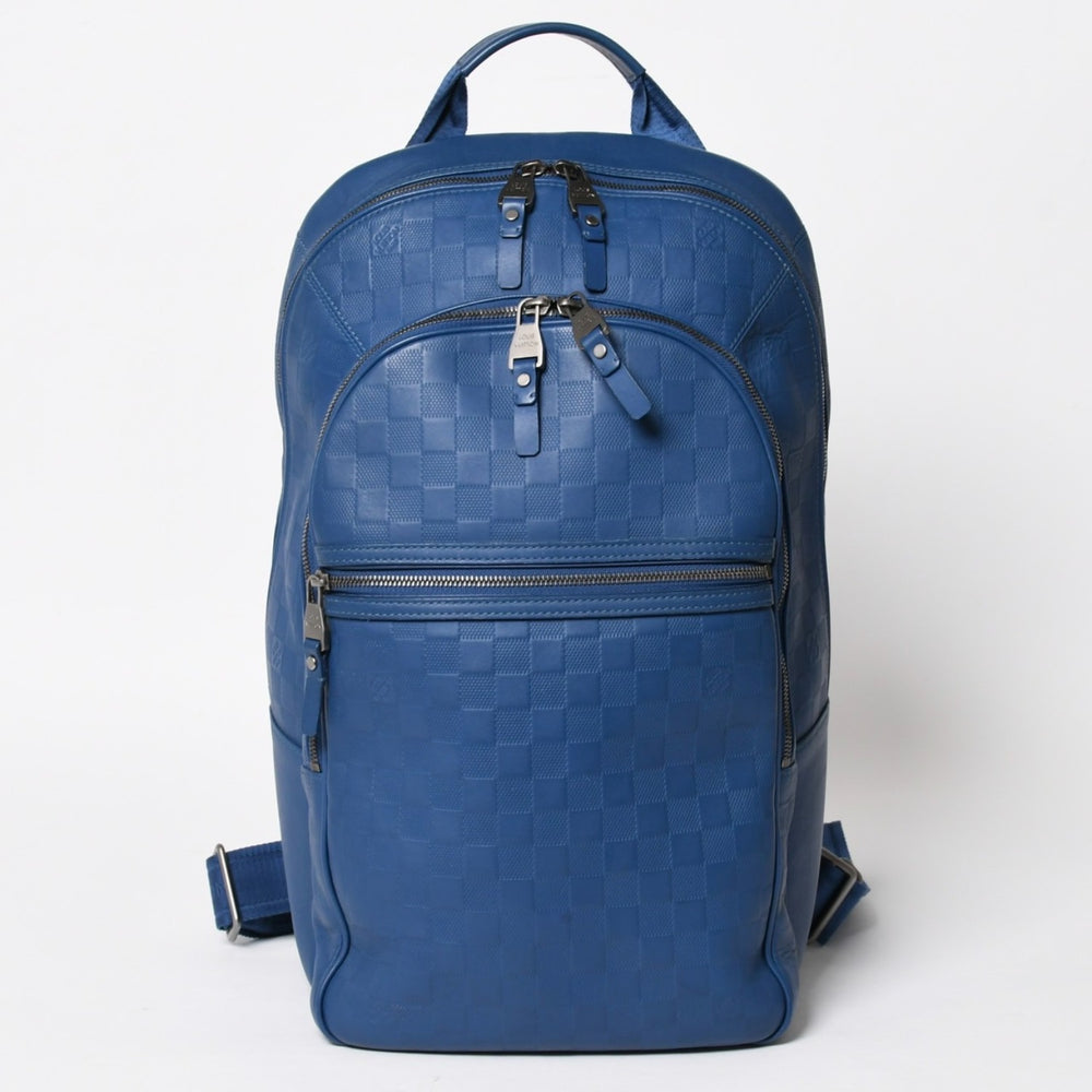 LOUIS VUITTON Michael Backpack N41353 Damier Infini Neptunia Blue Embossed Leather Rucksack BA0134 Metal fittings Good used 4a005096