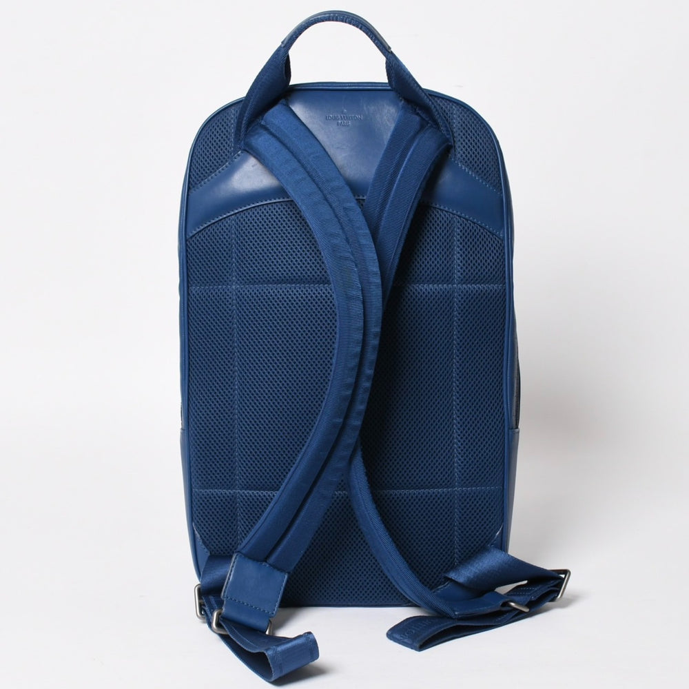 LOUIS VUITTON Michael Backpack N41353 Damier Infini Neptunia Blue Embossed Leather Rucksack BA0134 Metal fittings Good used 4a005096