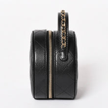 画像をギャラリービューアに読み込む, 新品同様 CHANEL シャネル スモール ラウンドバニティバッグ ハンドバッグ ランダム番台 ココマーク キャビアスキン ブラック 中古 4a005118